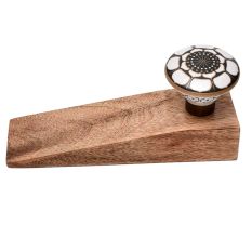 2 Pieces Ceramic Floral Golden Wooden Door Stopper